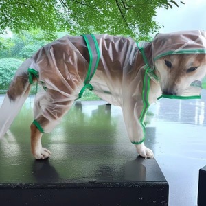 Manteau de pluie <span class=keywords><strong>pour</strong></span> chien S-7XL, mignon, petit modèle, quatre pattes, <span class=keywords><strong>imperméable</strong></span>, écologique, en polyester, avec poignée de traction, couleur unie, toutes saisons - Product Image 1