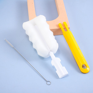 Ensemble de brosses à tasses avec nettoyeur de pailles pour biberons, tasses et tétines, matériau PP, couleurs bleu jaune - Product Image 2