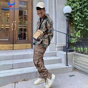 YSJY宽松男士街装侧口袋宽腿直科技裤批发定制空白尼龙男士货物裤 - Product Image 3