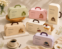 Boîte à gâteau roulé coulissante personnalisée avec poignée pour emballage à emporter de gâteaux roulés, mousses, cupcakes et desserts de boulangerie