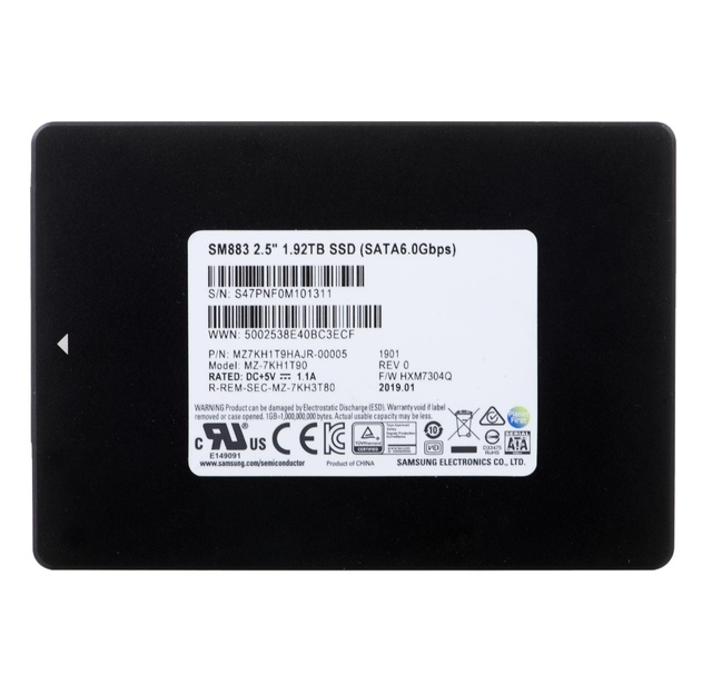 MZ7KH1T9HAJR-00005 SM883 Series 1.92TB SATA MLC Internal SSD