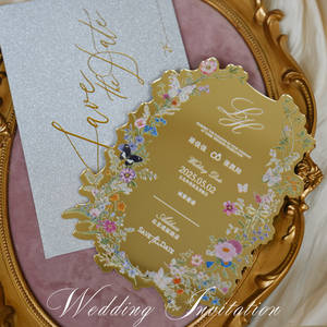 Carte d'invitation de <span class=keywords><strong>mariage</strong></span> personnalisée de luxe élégante en acrylique texture coquille blanche avec enveloppe et sceau de cire pour annonce et événements professionnels - Product Image 3