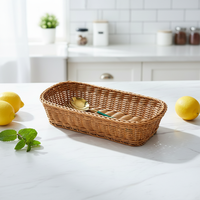 Panier de rangement pliable moderne en rotin tressé pour hôtel, restaurant, cuisine, couteaux, fourchettes, baguettes, boîte à épices, qualité alimentaire