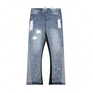 <span class=keywords><strong>Jeans</strong></span> Larghi a Zampa d'Elefante da <span class=keywords><strong>Uomo</strong></span> 2026, Elasticizzati a <span class=keywords><strong>Vita</strong></span> Regolabile, Casual, <span class=keywords><strong>con</strong></span> Strappi, Patchwork, Buchi e Effetto Delavé - Product Image 1