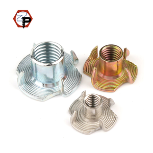 Écrous en T DIN1624 M4 M5 M6 <span class=keywords><strong>M8</strong></span> M10 en acier au carbone avec griffes, écrous à quatre griffes zingués pour meubles, écrous d'insertion pour bois - Product Image 6