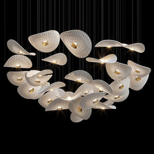 Candelabros de cristal LED de hoja de loto para techo alto, lámpara colgante para interiores, de lujo, moderno <span class=keywords><strong>y</strong></span> contemporáneo - Product Image 3