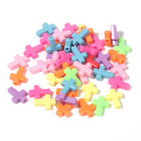 Accessoires de bricolage en acrylique couleur macaron, perles brillantes à trou vertical pour bracelets, pendentifs et épingles à cheveux