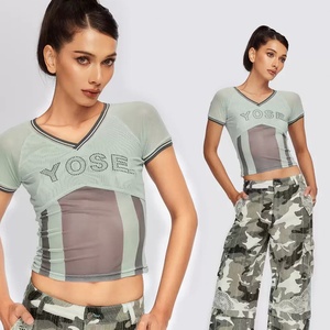 Custom Women's Basketball Jersey Graphic Rhinestone Print Tank Top V-Neck Slim Fit <b>Polyester</b> <b>TShirts</b> Street Wear Cropped Top - Product Image 1