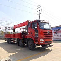 FAW 8x4 camion à benne basculante monté grue articulée 14 tonnes prix du camion grue à flèche télescopique