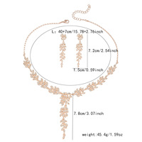 Ensemble collier et boucles d'oreilles tendance en forme d'épi de blé, orné de diamants, motif feuille et fleur en alliage, style européen et américain, best-seller transfrontalier