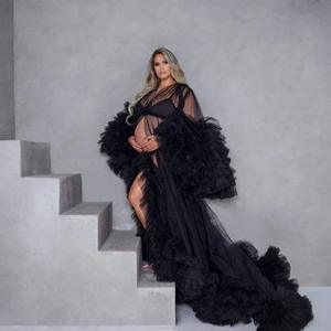 <span class=keywords><strong>Vestaglia</strong></span> da <span class=keywords><strong>donna</strong></span> prospettiva abito lungo in Tulle trasparente abito premaman per gravidanza gonfio per indumenti da notte per camicia da notte per Baby Shower - Product Image 5