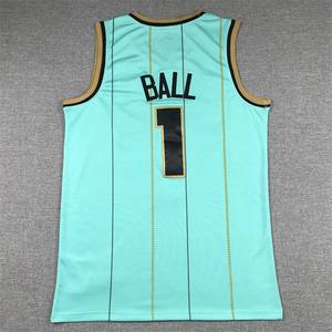 Grosir semua gaya dijahit Jersey basket Set pendek Charlotte 1 LaMelo bola <span class=keywords><strong>2</strong></span> Larry Johnson 33 Alonzo berbayang - Product Image 5