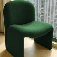 Fauteuil simple nordique en flanelle, multifonctionnel, pour la maison, le bureau ou le balcon, disponible en rouge vin, vert et jaune.