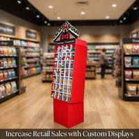 Support de présentation au sol en carton pour décorations de Noël avec logo personnalisé, plusieurs compartiments, grilles et trous, promotion de Noël pour les magasins de détail