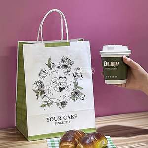 Bolsa de Papel Kraft Reutilizable Ecológica con Asa Retorcida para Comida Rápida y Café para Llevar, con Logotipo Personalizado para Promociones - Product Image 3