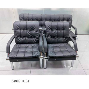 Conjunto de Sofás de Oficina Modernos de Cuero 1+1+3 Plazas con Estructura de Acero Inoxidable para Oficina en Casa y Espacio Comercial - Product Image 3
