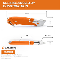 Couteau utilitaire à gravité 386010, lame SK5 auto-rétractable, changement rapide, manche en alliage de zinc TPR, outil de coupe à lame fixe, OEM personnalisé