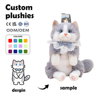 Sac à dos en peluche chat Ragdoll personnalisable en gros, rembourrage en coton PP, design brodé, super doux, écologique, CE
