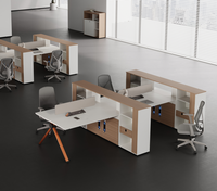 Workstation Eksekutif Minimalis Modern untuk 2 Orang, Papan Partikel Kayu Solid, Ketinggian Dapat Disesuaikan, Kipas Pendingin Layar, CPU