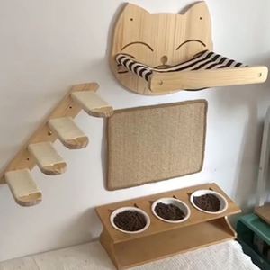 Luxury Eco-friendly <b>Wood</b> <b>Cat</b> <b>Tree</b> Wall Mounted Bed with Sisal Scratching Post Clouds Jumping Platform for Halloween - Product Image 6