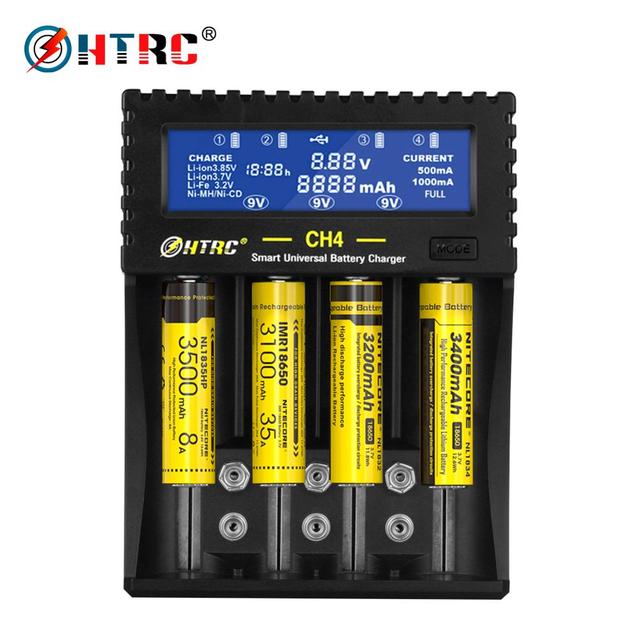 HTRC CH4 18650 26650 26500 Battery Charger LCD S4 Smart 10W 9V Rechargeable Ni-MH/Ni-Cd/Li-ion AA/AAA Electric QC4.0 OVP
