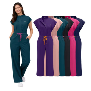 कस्टम महिला जंपसूट नर्सिंग नर्स फैंसी पेटिट एक टुकड़ा मेडिकल स्क्रैब महिलाओं के लिए कस्टम लोगो अस्पताल जम्पसूट कार्गो - Product Image 2