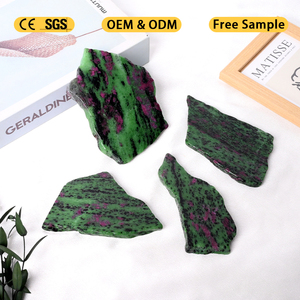 แผ่นหินรูบี้โซไซต์ธรรมชาติขัดเงาสำหรับตกแต่ง ขายส่ง - Product Image 1