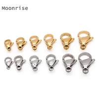 30-50 pièces de fermoirs mousquetons en acier inoxydable 304 plaqué or pour bracelets, colliers, chaînes, fabrication de bijoux DIY, 9-15 mm