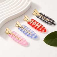 Nouveaux clips à cheveux personnalisés Newyeah, en acétate à carreaux écossais, accessoires pour cheveux dorés pour femmes, vente en gros