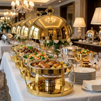 Nouveau style – Plat de service 8L en argent et or, chauffe-plats de luxe, ensemble de buffet isolé, bain-marie avec couvercle suspendu pour la restauration hôtelière royale
