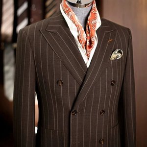 <span class=keywords><strong>Costume</strong></span> en laine rayé marron croisé pour <span class=keywords><strong>homme</strong></span>, sur <span class=keywords><strong>mesure</strong></span>, en crin de cheval naturel de haute qualité, semi-entoilé/entoilé intégral/entoilé thermocollé - Product Image 3