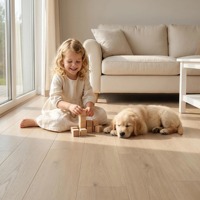 Parquet en bois d'ingénierie grand format 1910 mm en frêne européen, lames larges, hybride, étanche, beige clair, pour maison de luxe