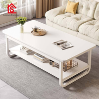 Table basse moderne pour salon, petite table à 2 niveaux avec tiroir, structure en bois et métal, table d'appoint mobile
