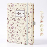 Carnet à couverture rigide avec impression florale personnalisée, avec bande élastique, carnet de notes A5, journal, carnet pour l'école, le bureau, papeterie, cadeau