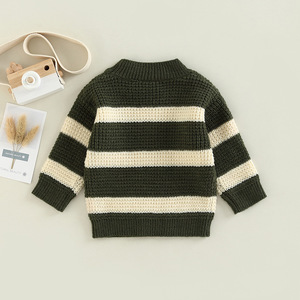 Pull en tricot rayé pour garçons, coton 12 Gg, anti-boulochage, automne 2023, vêtements pour enfants - Product Image 3