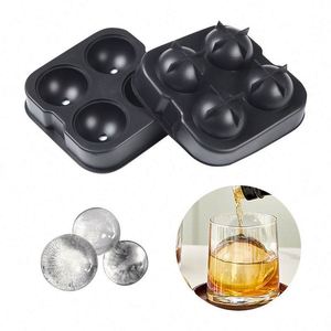 Cocktail Whiskey <b>Ice</b> Ball <b>Maker</b> Tray 4 Large Silicone <b>Ice</b> Molds DIY Round Mould Kitchen Bar - Product Image 1