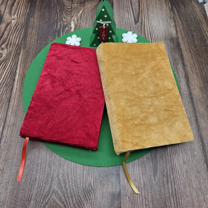 Housse de protection pour livre en velours rouge, tissu extensible durable fait à la main, lavable, réutilisable, pour carnet, <span class=keywords><strong>Bible</strong></span>, journal, planificateur - Product Image 3