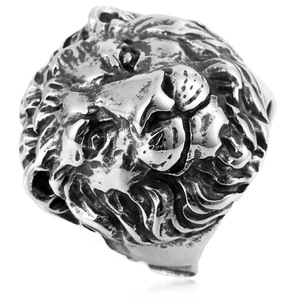 yunnique Tiger Head <b>Titanium</b> Steel <b>Ring</b> Silver Men's Fashion Jewelry Animal Zodiac Design Gift Occasion - Product Image 1