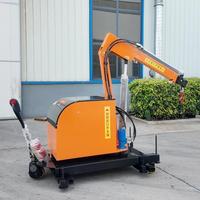 Mini-grue hydraulique portative sur roues avec stabilisateurs, capacité 2t, moteur pour la manutention de matériaux en entrepôt et usine