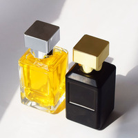 Flacon de parfum en verre rectangulaire vide avec étiquette, 30ml 50ml 100ml, flacon de parfum unique avec couvercle argenté, vente chaude
