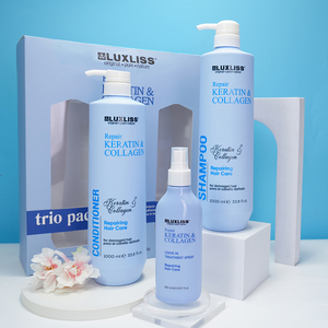 Vente en gros du <span class=keywords><strong>meilleur</strong></span> kit de soins capillaires Traitement capillaire au collagène sans sulfate Huile d'argan Maroc Kératine Shampooing et après-shampooing bio - Product Image 1