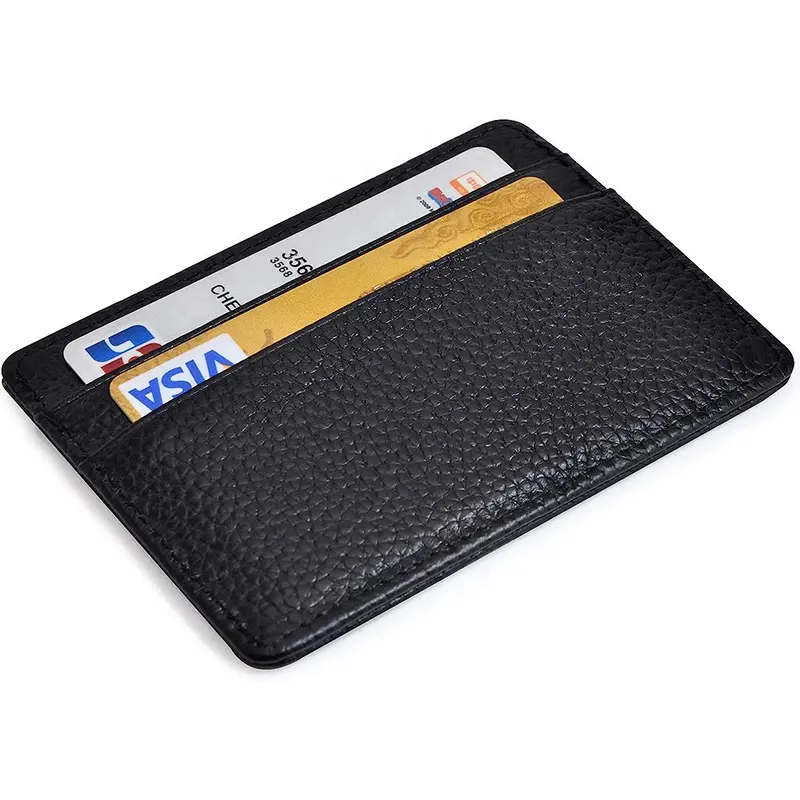 factory price Custom Slim Card holder Pu Leather Gift Minimalist Credit Card Holder Wallets front windom pocket