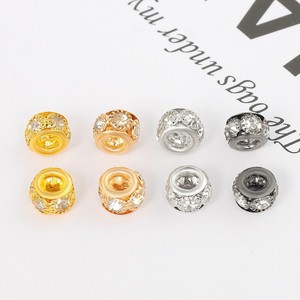Copper Rhinestone <b>Spacer</b> Beads Round Large Hole Cubic Zirconia Jewelry Findings DIY Accessories - Product Image 2