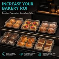 Boîte à gâteau carrée jetable transparente personnalisable à 4 compartiments en PET de qualité alimentaire avec couvercle pour pâtisserie, sushis, salades, hamburgers et pain
