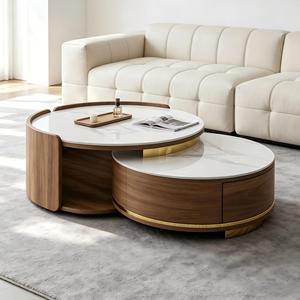 Juego de Mesa de Centro de Madera Sólida Minimalista de Lujo, con Cubierta de Mármol, Ecológico, Fácil de Limpiar, Muebles Modernos para el Hogar - Product Image 2