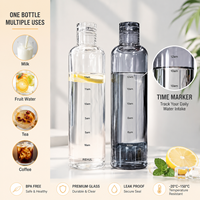 Bouteille d'eau Beeman 500 ml avec marqueur de temps, anti-fuite, sans BPA, réutilisable, bouteille d'eau de sport en plastique