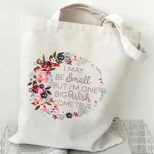 Bolsos de compras florales con diseño de luna para mujer, bolsos de lona de gran capacidad, estilo casual para estudiantes, bolso de hombro con diseño de plantas, bolsos de mano con diseño de flores silvestres para mujer - Product Image 3