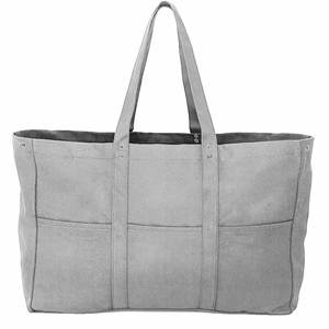 Sac fourre-tout en toile de coton uni grande capacité avec fermeture éclair – En stock - Product Image 2