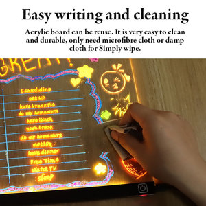 Nhà Máy Bán buôn 3D tùy chỉnh ánh sáng ban đêm ánh sáng Acrylic bảng tin thắp sáng bảng ghi chú xóa được DIY sơn rewritable LED <span class=keywords><strong>Board</strong></span> - Product Image 3