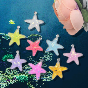 Bonitos dijes de estrella de poder con purpurina de resina celestial para joyería DIY para collar, pulsera, pendiente, bolsa artesanal, decoración de llavero - Product Image 2